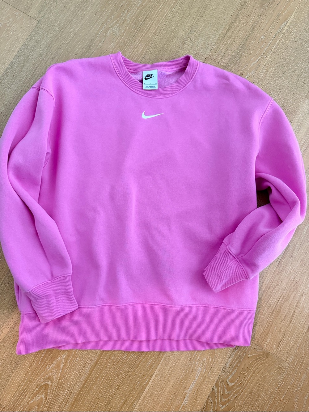 Nike Pink Pullover Sweatshirt with White Swoosh